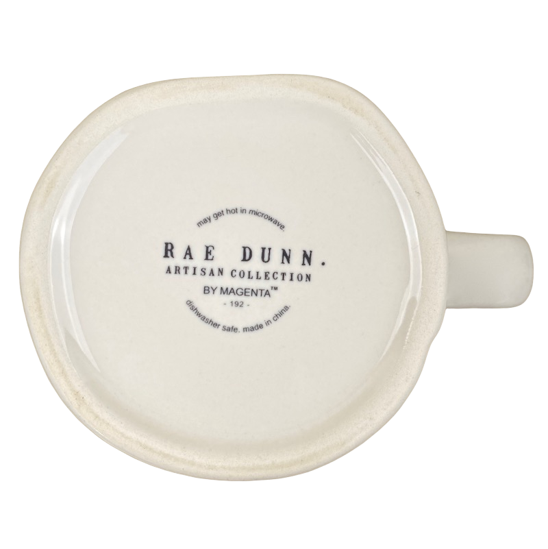 Rae Dunn Artisan Collection COFFEE BREAK Mug Cream Inside Magenta