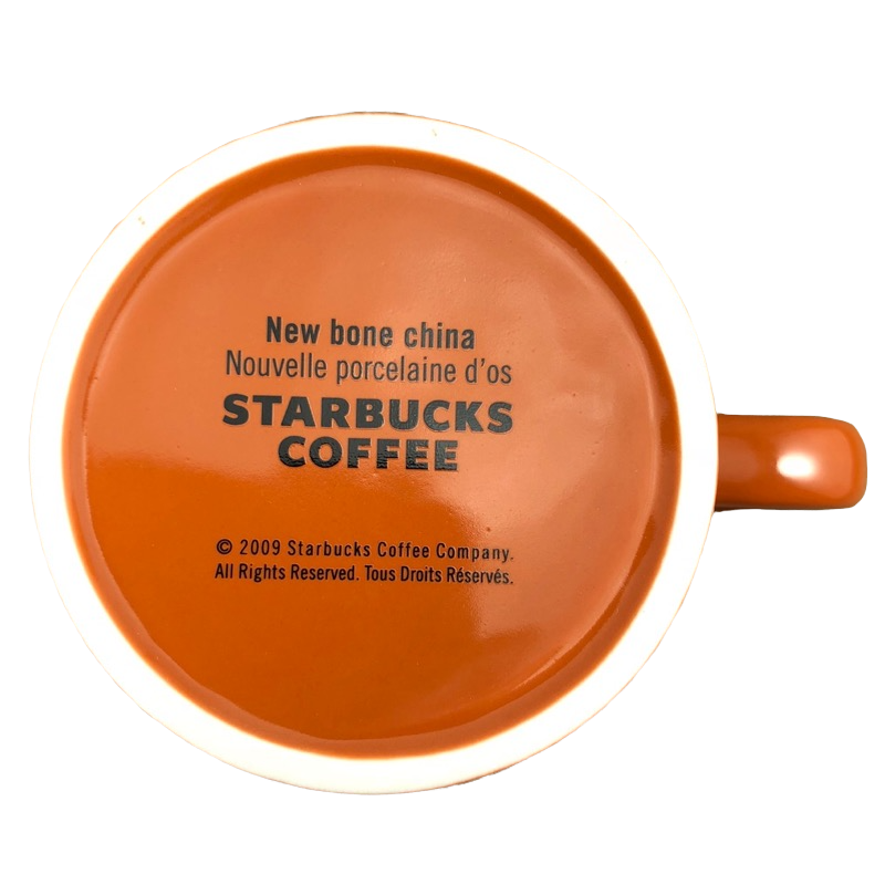Starbucks Coffee New Bone China Etched Lettering Orange Mug Starbucks