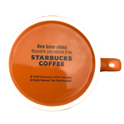 Starbucks Coffee New Bone China Etched Lettering Orange Mug Starbucks
