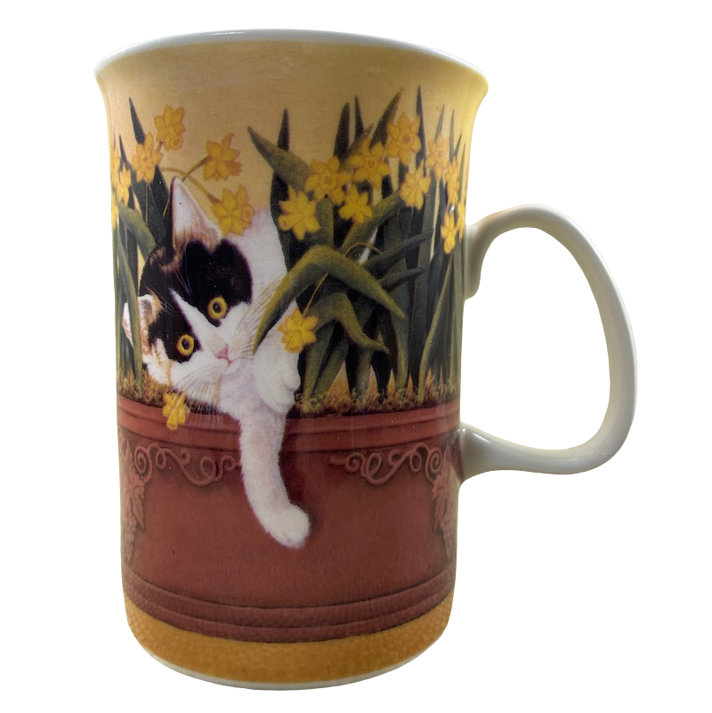 Cat In A Planter Of Daffodils Mug Ashdene