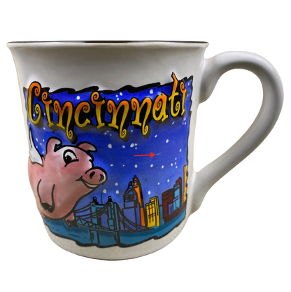 Cincinnati Where Pigs Fly Embossed Mug