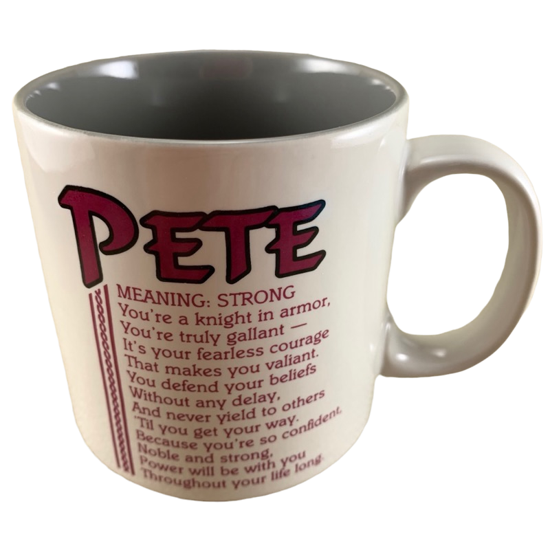 PETE Poetry Name Gray Interior Mug Papel