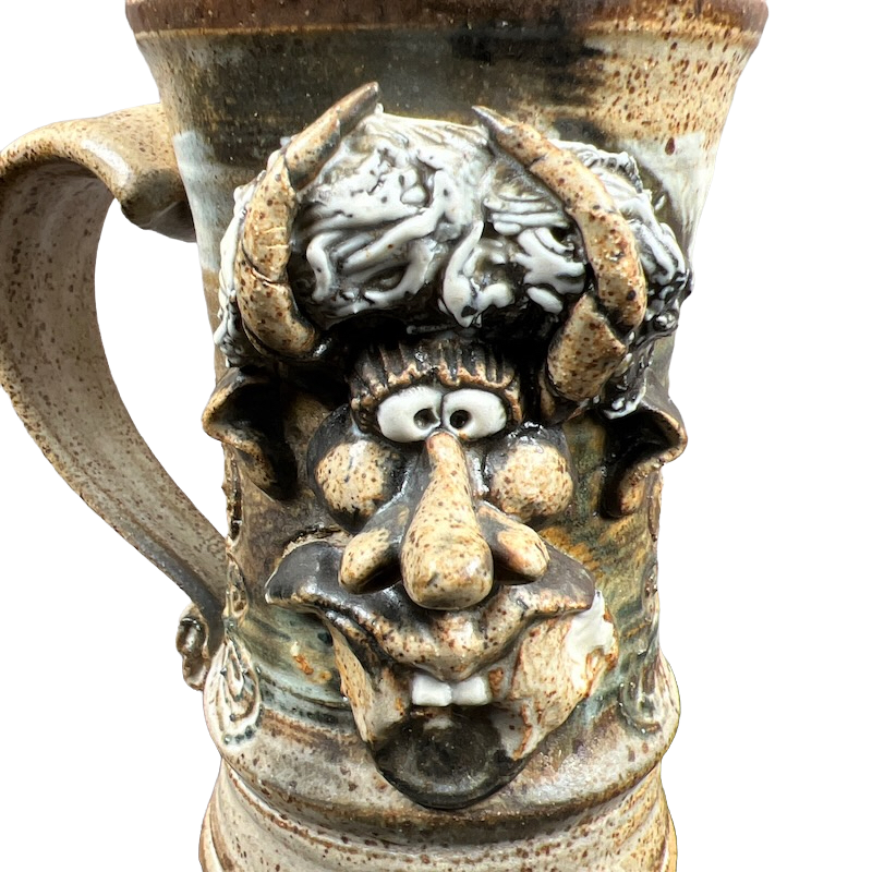 Ugly Face Pottery Detailed 3D Face Viking Mug