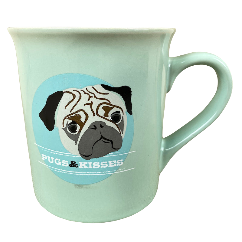 Pugs & Kisses Blue Mug With White Interior Love Your Mug