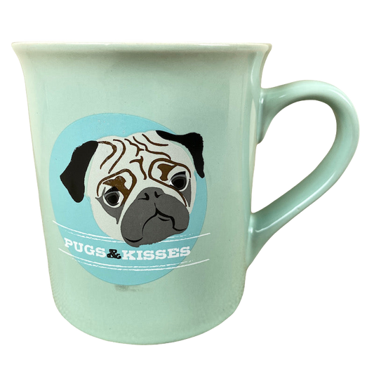 Pugs & Kisses Blue Mug With White Interior Love Your Mug