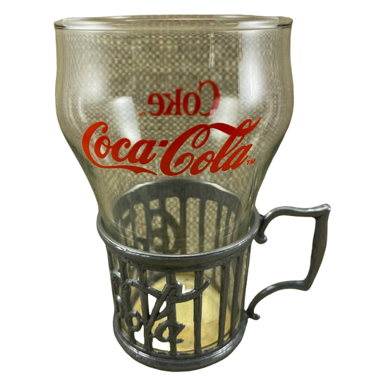 Coca Cola Coke Glass With Pewter Holder