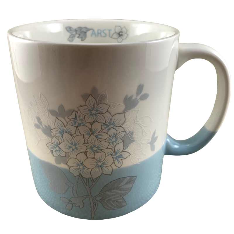 Floral Two Tone White And Blue Mug Arst
