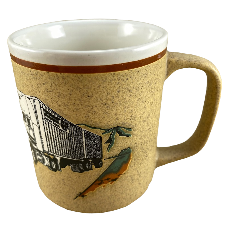 Consolidated Freight Truck Mountains Background Color Etched Mug