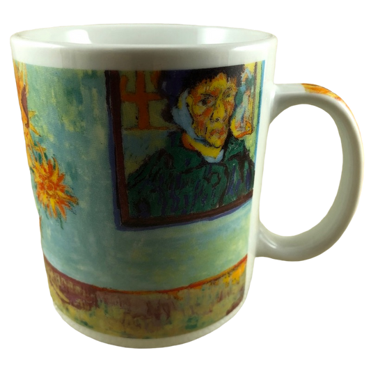 Vincent Van Gogh Self Portrait With Bandaged Ear And Sunflowers Modern Masterpiece Collection Mug Oggi Corporation