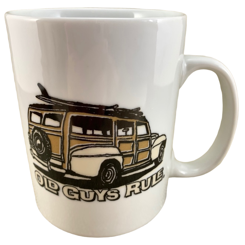 Old Guys Rule Ford Woodie Wagon & Surfboard Mug