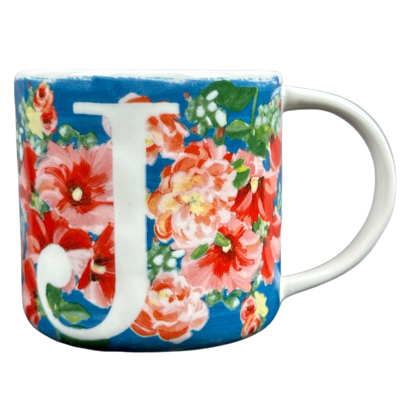 Dawn Letter "J" Monogram Initial Floral Mug Anthropologie