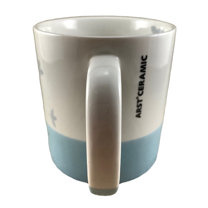 Floral Two Tone White And Blue Mug Arst