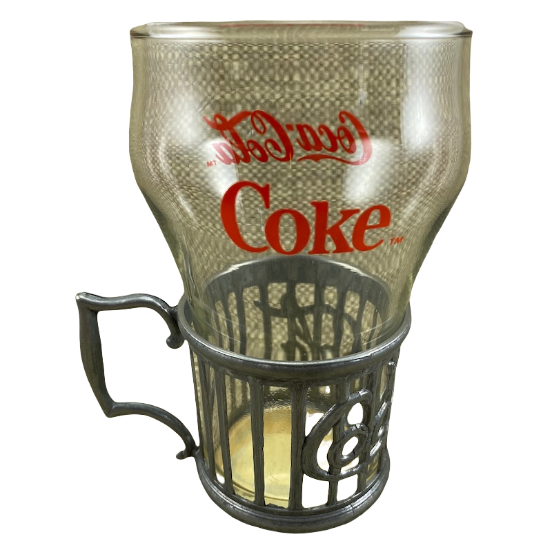 Coca Cola Coke Glass With Pewter Holder