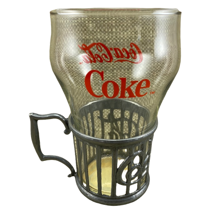 Coca Cola Coke Glass With Pewter Holder