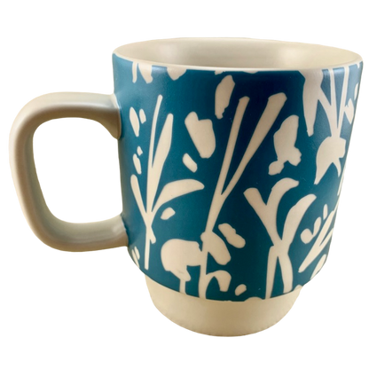 Abstract Floral Pattern Stackable 12oz Blue Mug Starbucks