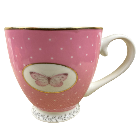 Pink Butterflies Footed Mug The English Mug Co