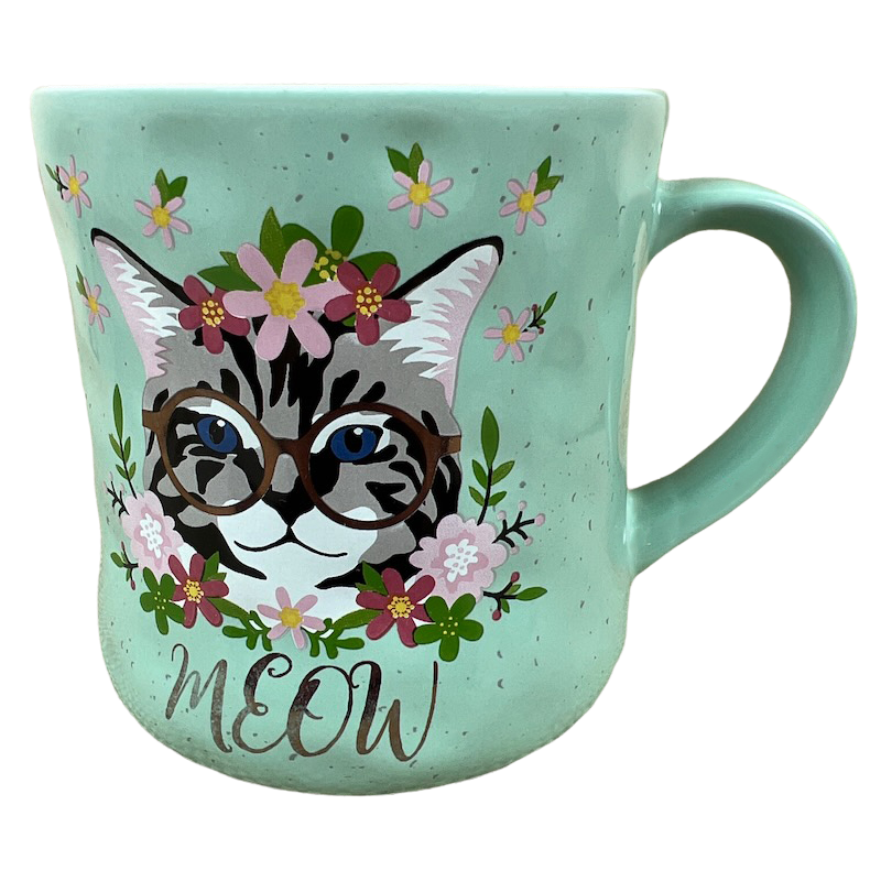 Cat Among Flowers Wearing Glasses MEOW Mug Kensie Home