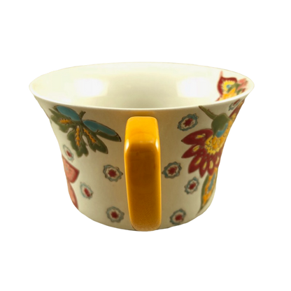 Artistic Accents Embossed Floral With Yellow Handle Mug Coastline Imports