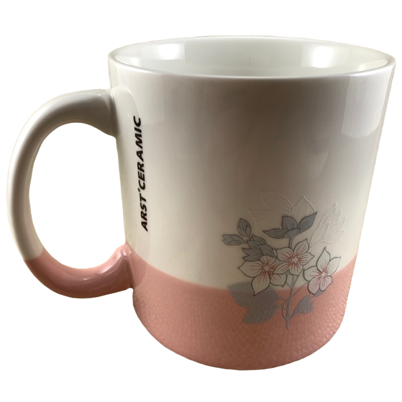Floral Two Tone White And Pink Mug Arst