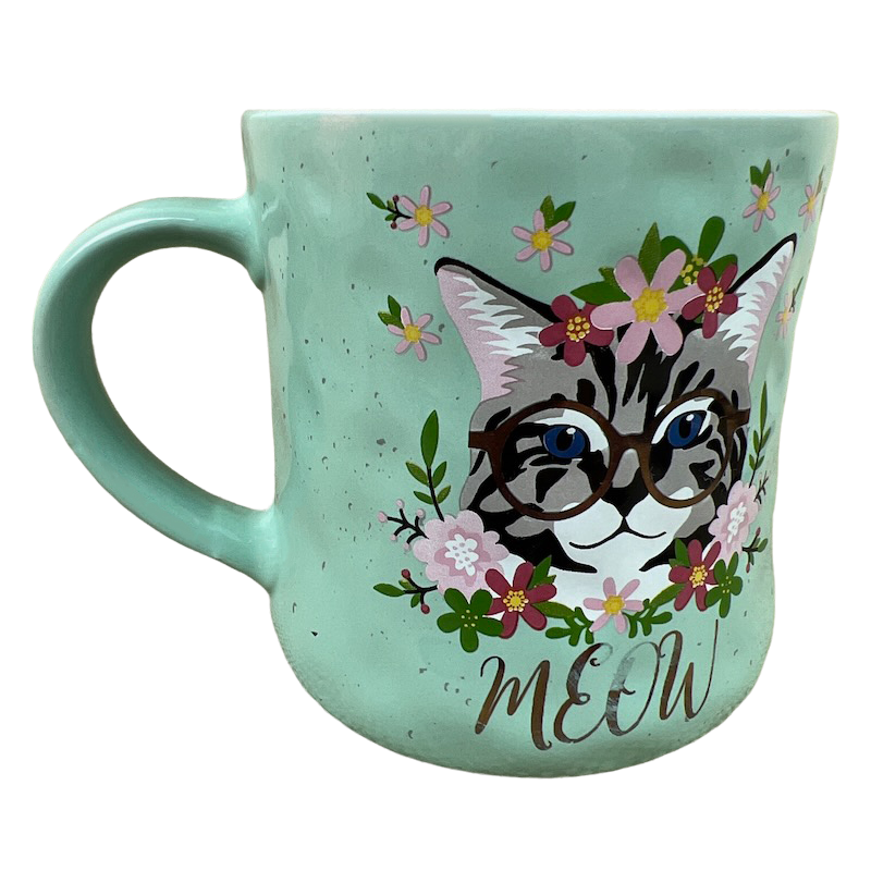 Cat Among Flowers Wearing Glasses MEOW Mug Kensie Home