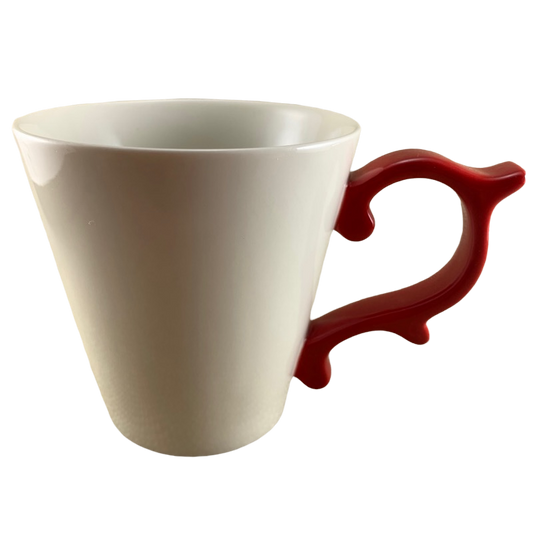 Rococo Scroll Handle White With Red Handle 12oz Mug 2015 Starbucks Teavana