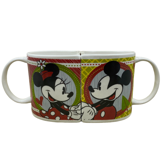 Mickey And Minnie Mouse Holding Hands Christmas Bookends Mug Set Disney