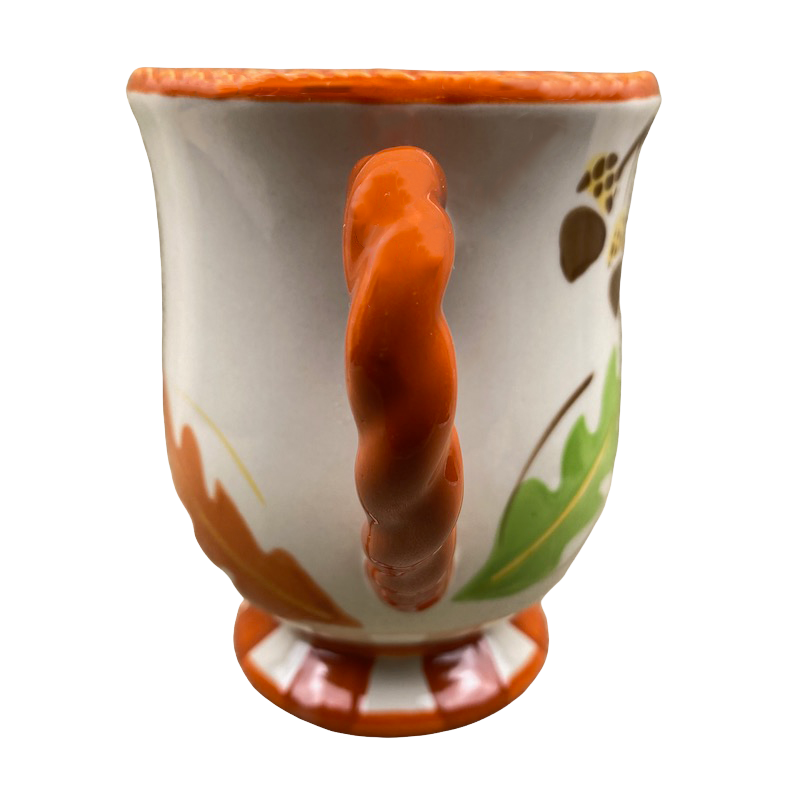 Old World Leaves And Acorns Scalloped Orange Trim 16oz Pedestal Mug Temp-tations