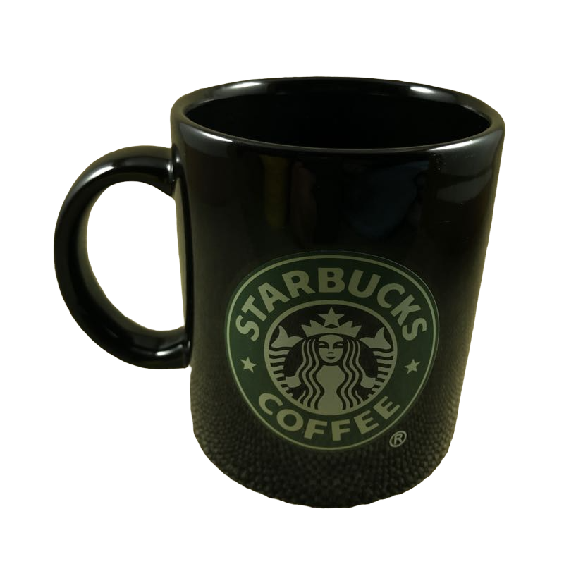 Green, Black, & White Siren Logo Black Mug Starbucks