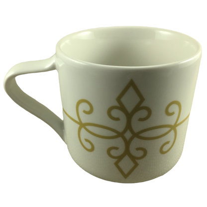 Gold Diamond & Scroll White 12oz Mug 2015 Starbucks