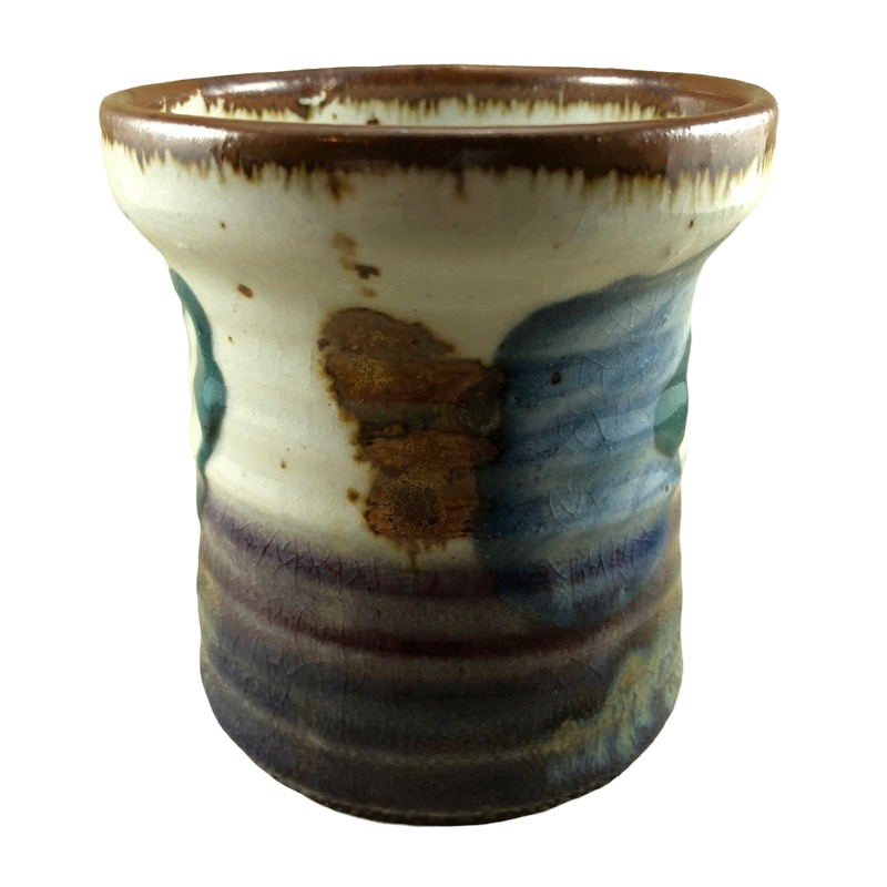 Abstract Wheel Thrown Wide Handle Pottery Mug