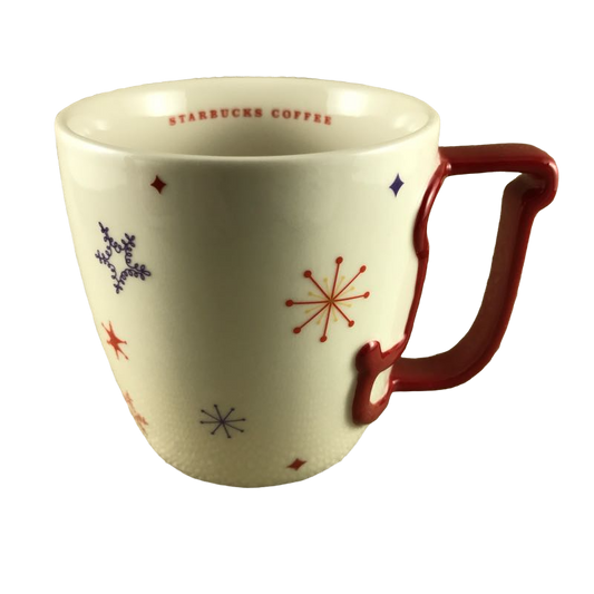 Snowflakes With Red Stocking Handle Mug Starbucks