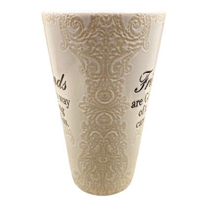 Friends Are Gods Way Of Taking Care Of Us Etched Lace Pattern Tall Mug Spectrum Designz