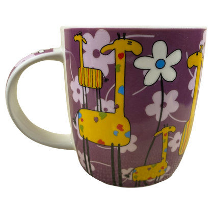 Giraffes And Flowers Whimsical Purple Mug Colour