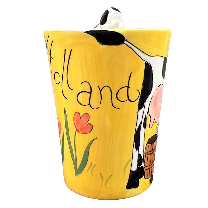 Holland Cow Being Milked With 3D Figural Cow On Handle Mug Bosman