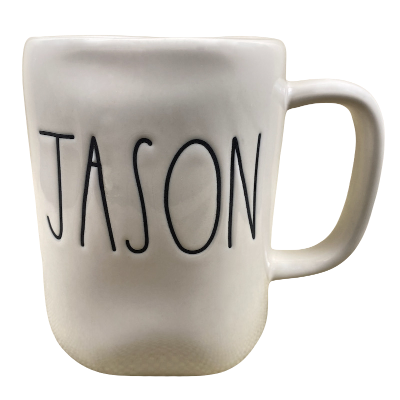 Rae Dunn Artisan Collection JASON Name Mug Cream Inside Magenta NEW