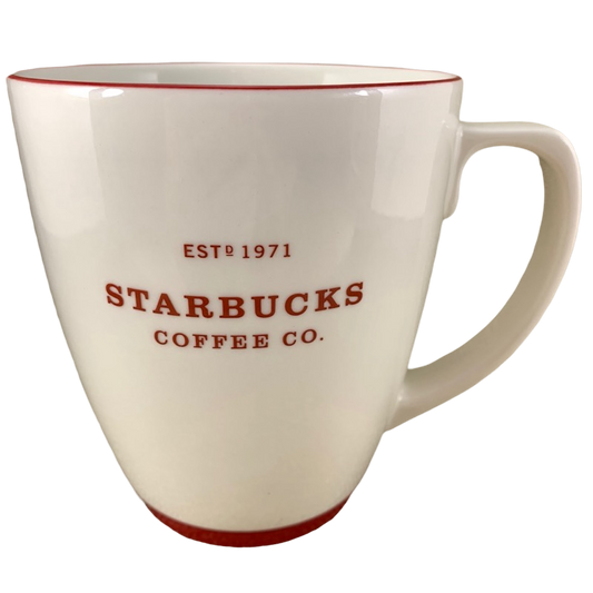 Starbucks Coffee Co. ESTD 1971 With Red Trim Abbey 18oz Mug
