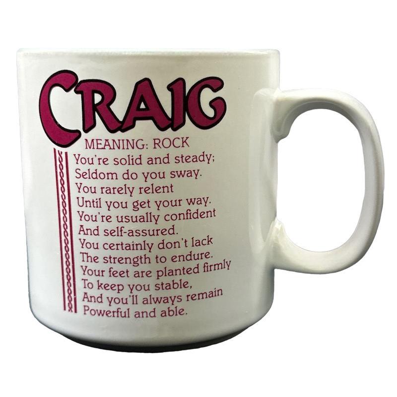 CRAIG Poetry Name Gray Interior Mug Papel