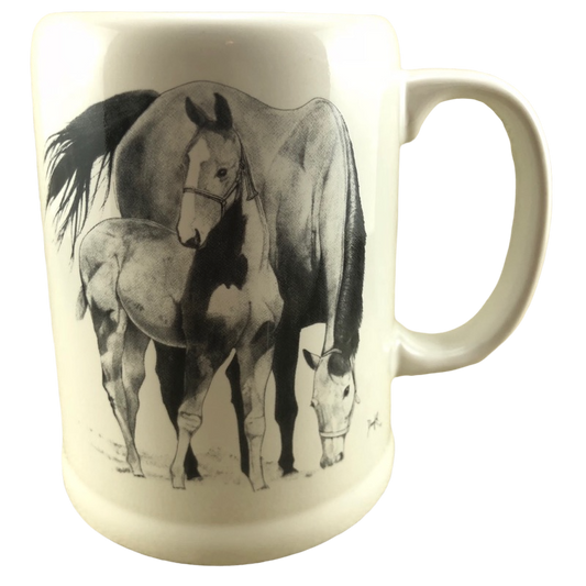 Darren J Cook Black & White Horses Large Mug Otagiri