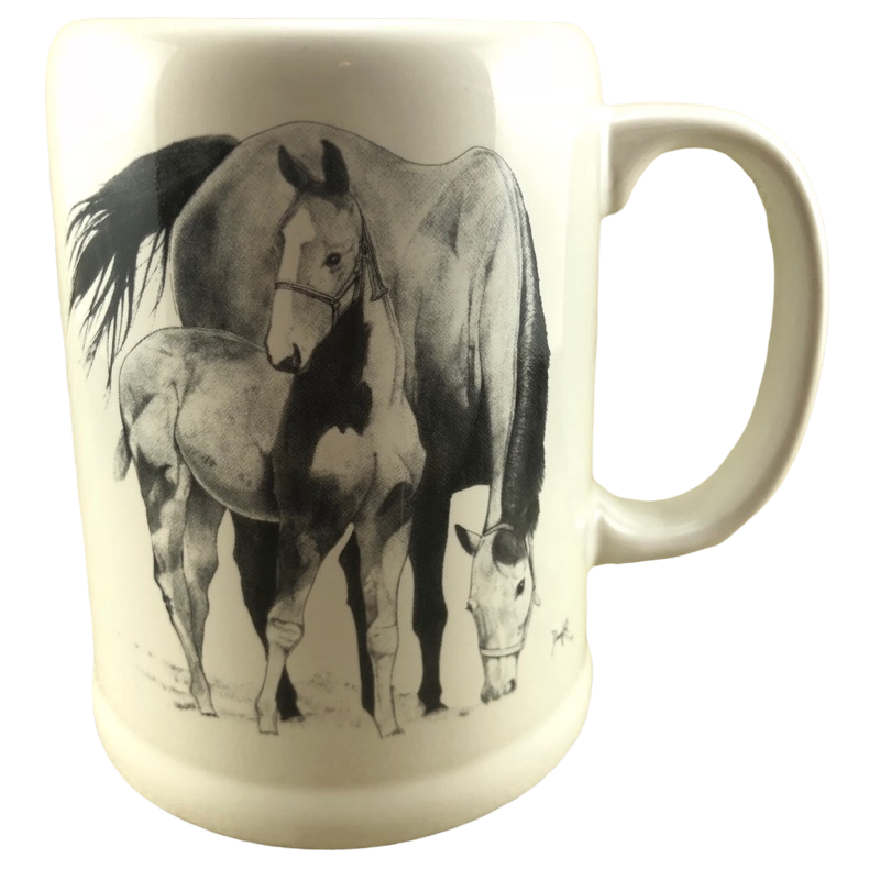 Darren J Cook Black & White Horses Large Mug Otagiri