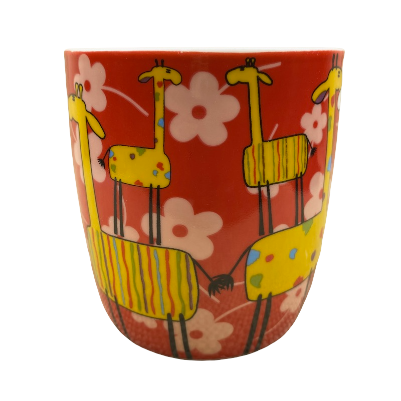 Giraffes And Flowers Whimsical Red Mug Colour