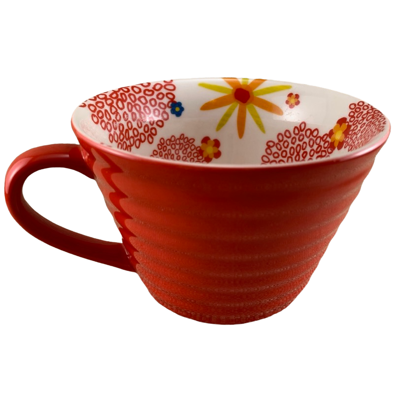 Ribbed Floral Red 12oz Mug Starbucks