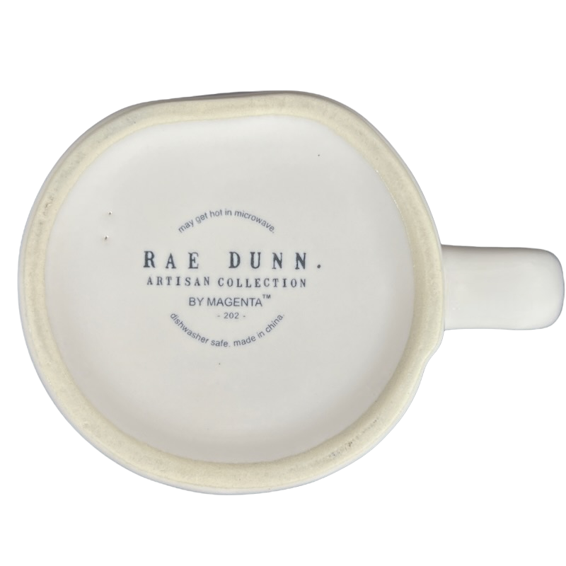 Rae Dunn Artisan Collection ENGLISH TEACHER Mug Cream Interior Magenta