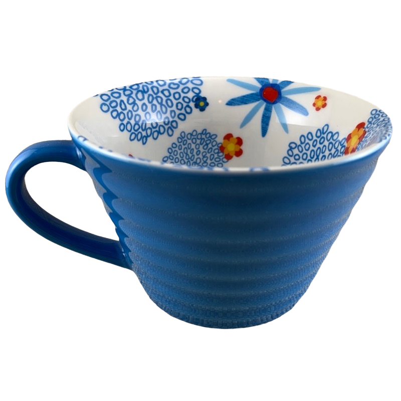 Ribbed Floral Blue 12oz Mug Starbucks