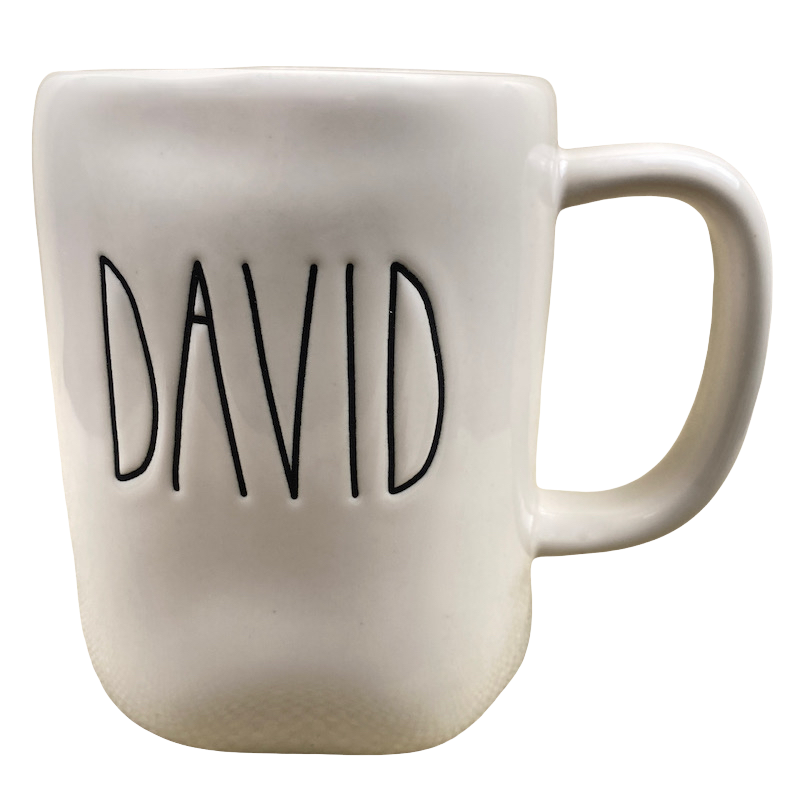 Rae Dunn Artisan Collection DAVID Name Mug Cream Inside Magenta NEW