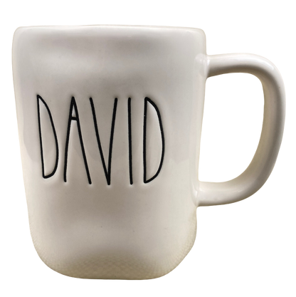 Rae Dunn Artisan Collection DAVID Name Mug Cream Inside Magenta NEW