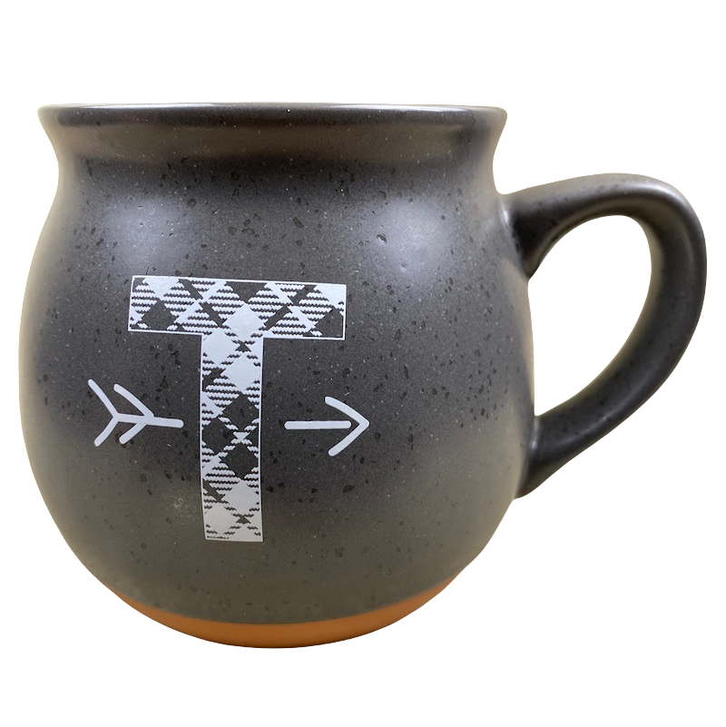 "T" Plaid Monogram Initial Gray Mug Threshold