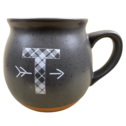 "T" Plaid Monogram Initial Gray Mug Threshold