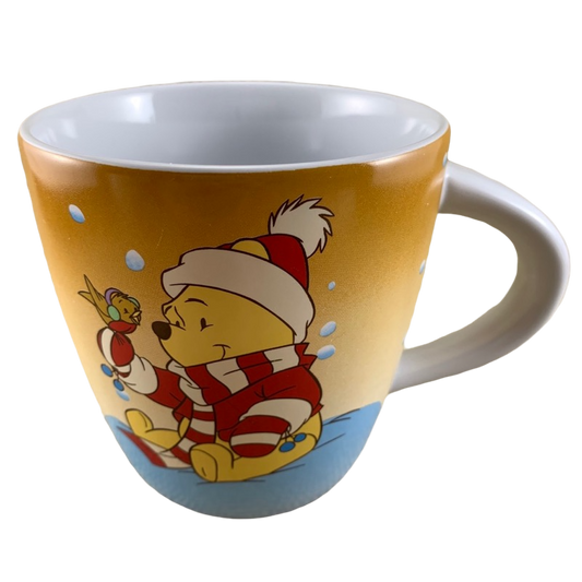 Winnie the Pooh Holding A Brown Bird Christmas Mug Disney Store