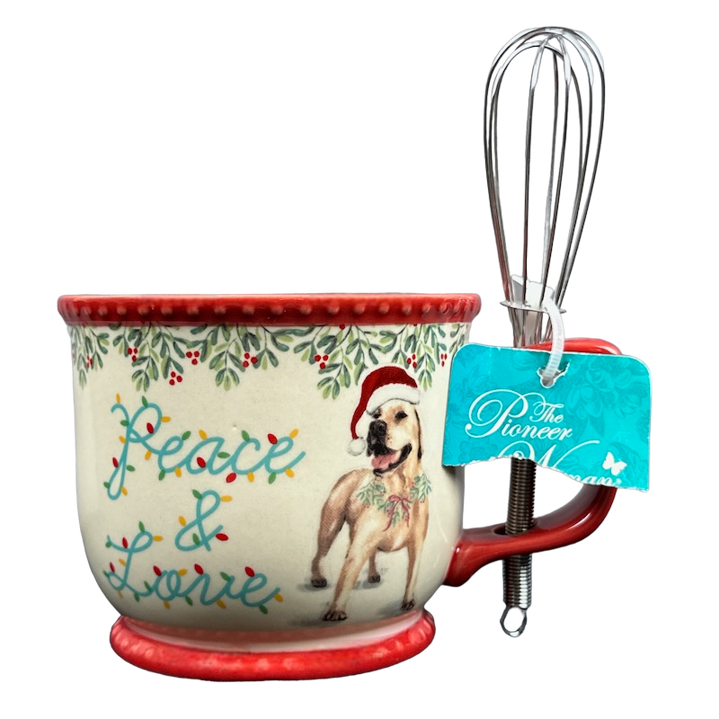 Peace & Love Christmas Dog Mini Whisk And Mug The Pioneer Woman
