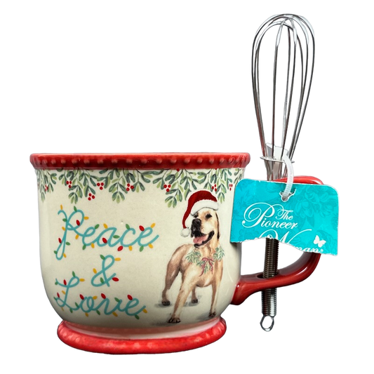 Peace & Love Christmas Dog Mini Whisk And Mug The Pioneer Woman